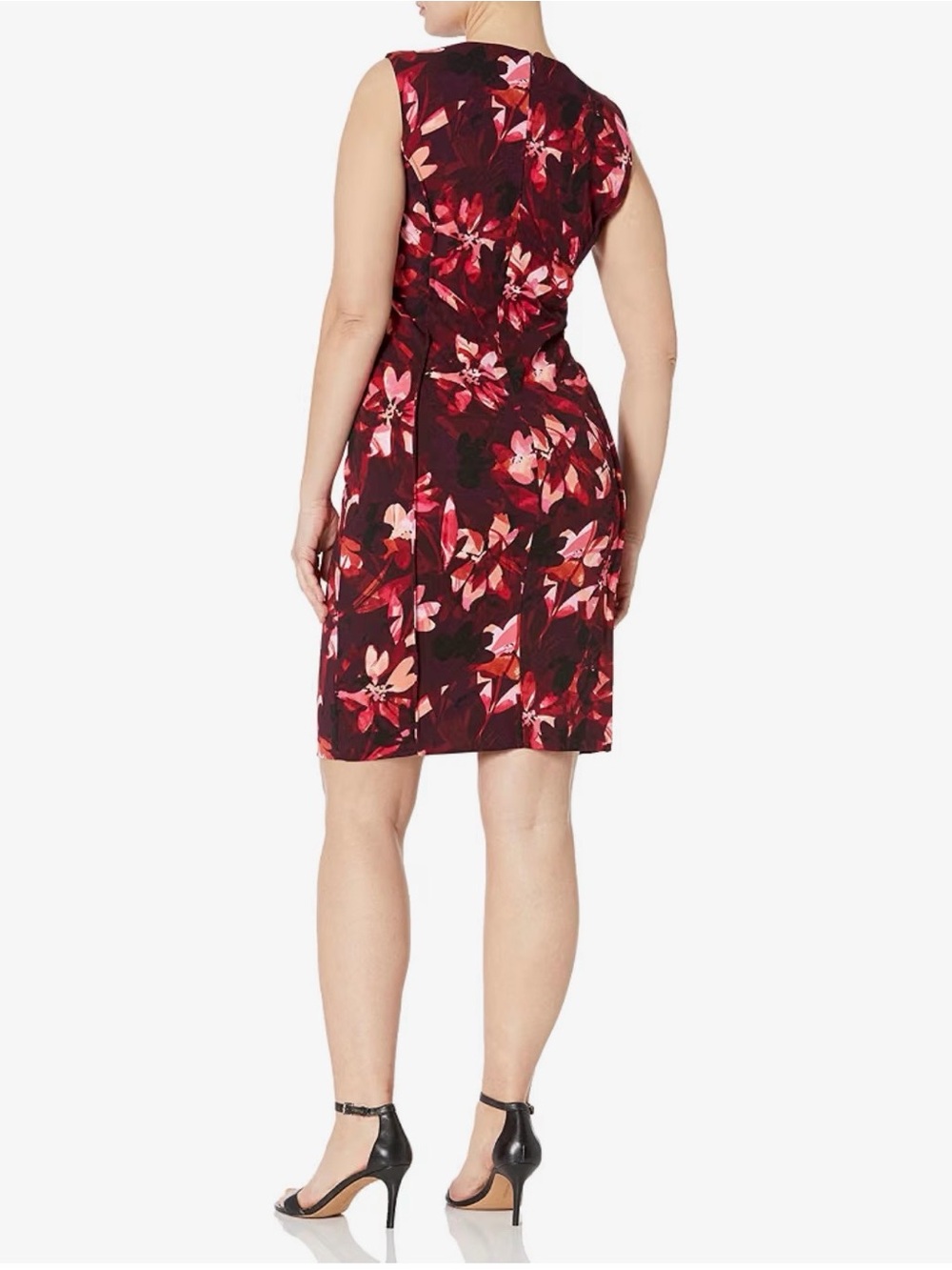 NWT Calvin Klein Burgundy Floral Midi Dress with Pink Accents size 2